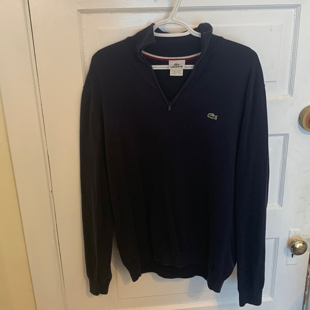 LACOSTE Men’s Size 6 Black Half Zip Pullover